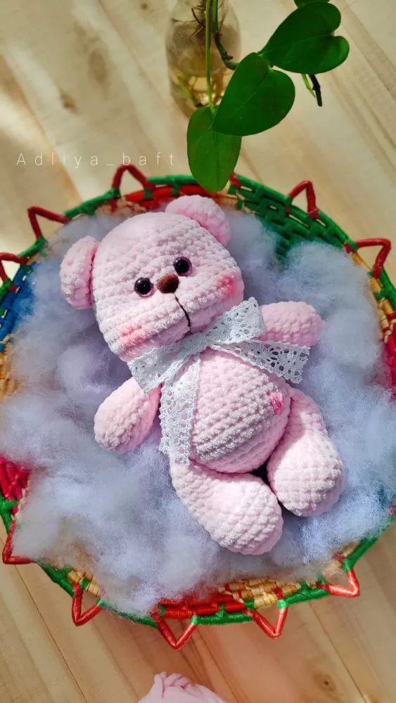 عروسک بافتنی خرس با نخ ترک